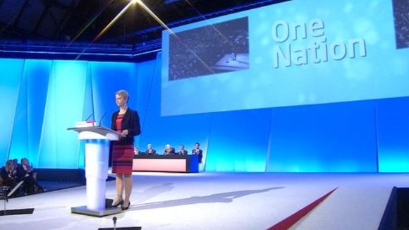 Shadow home secretary Yvette Cooper delivering her keynote speech