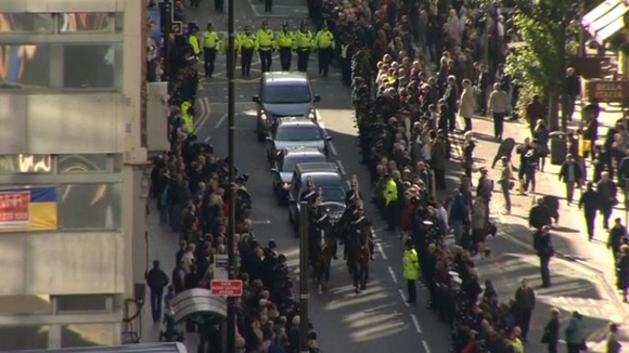 Police officers from across the country lined the streets of Manchester