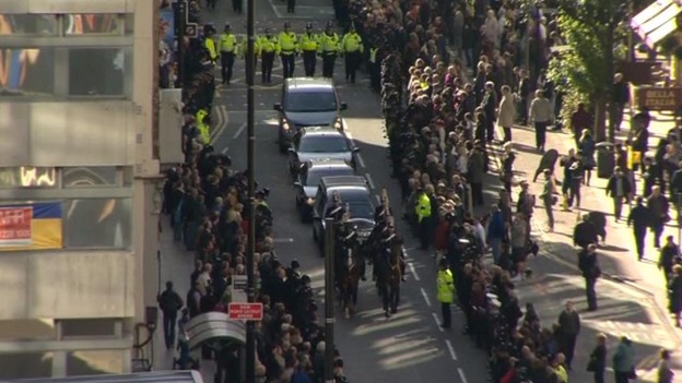 Police officers from across the country lined the streets of Manchester