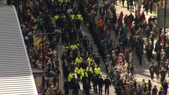 The funeral cortege consisted of police officers from all over the country.