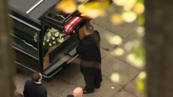 The coffin of murdered police officer PC Nicola Hughes.