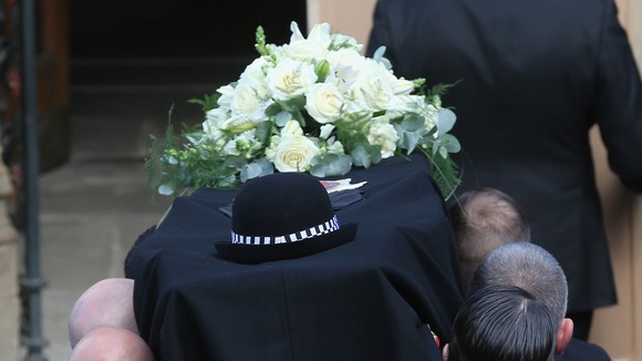 The coffin of murdered police officer PC Nicola Hughes.