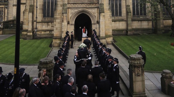 The coffin of PC Nicola Hughes