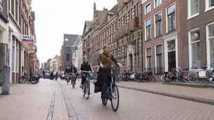 Students cycling in the Netherlands