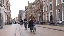 Students cycling in the Netherlands