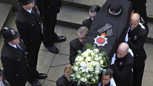 The coffin of PC Nicola Hughes is carried in to the Cathedral