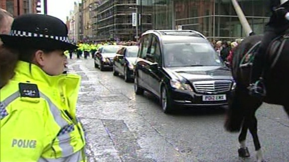 Funeral procession in central Manchester for PC Fiona Bone
