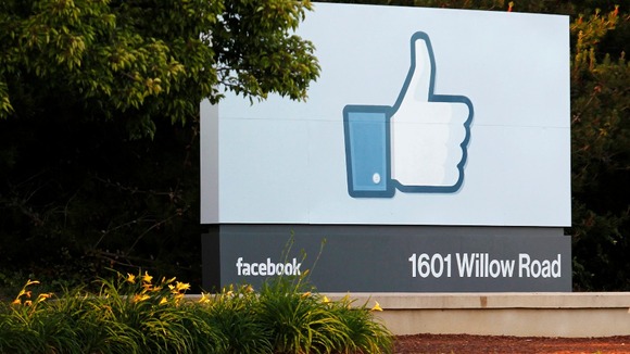 Entrance sign at Facebook's headquarters in Menlo Park, California