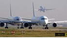 Planes queue to take off on the southern runway at Heathrow Airport