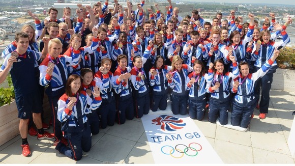 Team GB athletes with their medals as the 2012 Games drew to a close