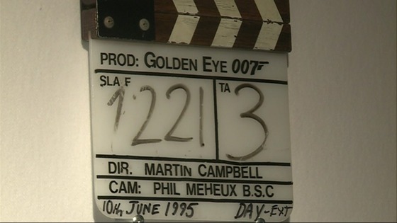 A clapperboard used during the filming of GoldenEye.