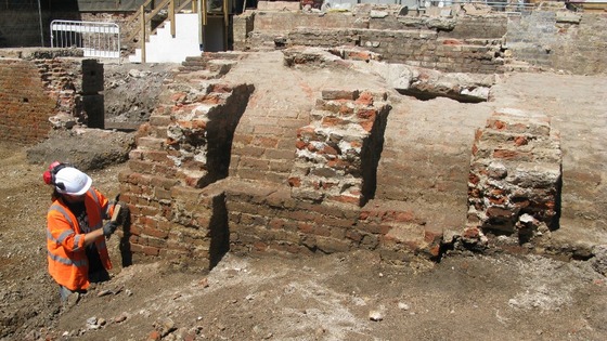 Excavations at Tottenham Court Road.