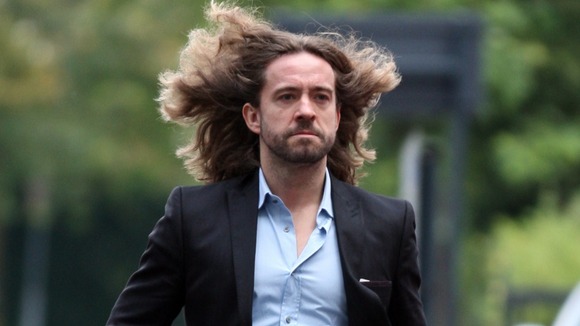 Justin Lee Collins arrives at court this morning