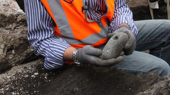 A hammer stone, which would have been used as a tool.