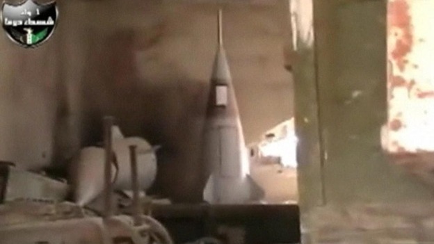 The inside of the airbase purports to show surface-to-air missiles