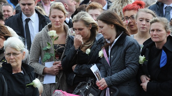 Mourners at Pvt Wroe's funeral