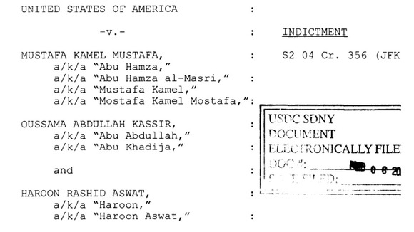 The indictment against Abu Hamza