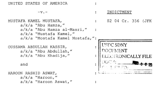 The indictment against Abu Hamza