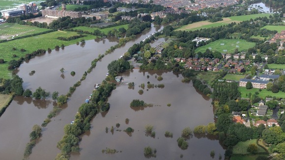 An aerial picture showing the scale of heavy flooding in North Yorkshire last week.