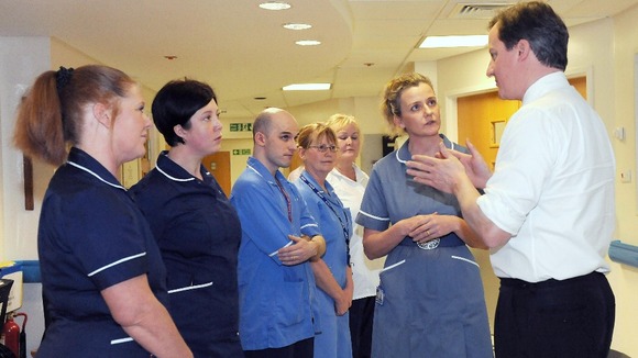 Prime Minister David Cameron meets nursing staff in Blackpool earlier this year.