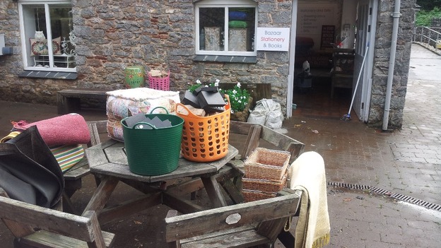 Shops at the Dartington Cider Press Centre were flooded