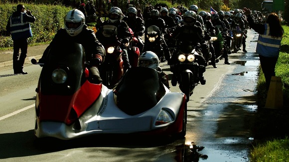 Bikers arriving for the fifth annual Ride to the Wall
