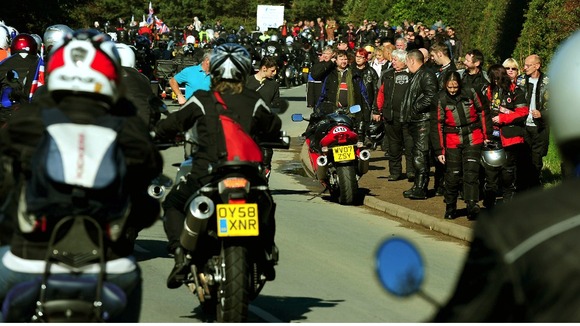 Bikers arriving for the fifth annual Ride to the Wall