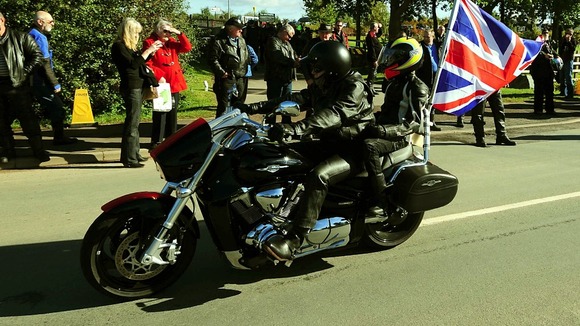 Bikers arriving for the fifth annual Ride to the Wall