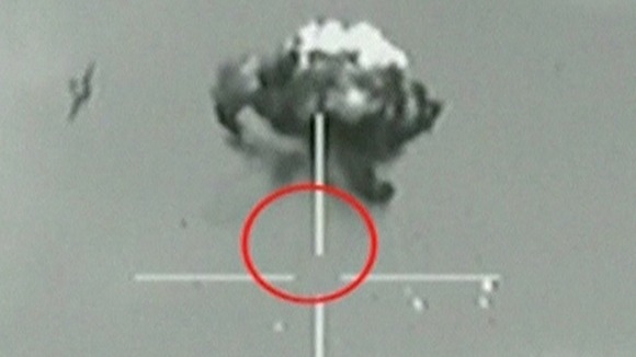 IDF video footage shows a small unidentified aircraft shot down in a mid-air interception after it crossed into southern Israel.