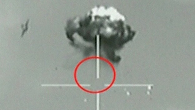 IDF video footage shows a small unidentified aircraft shot down in a mid-air interception after it crossed into southern Israel.