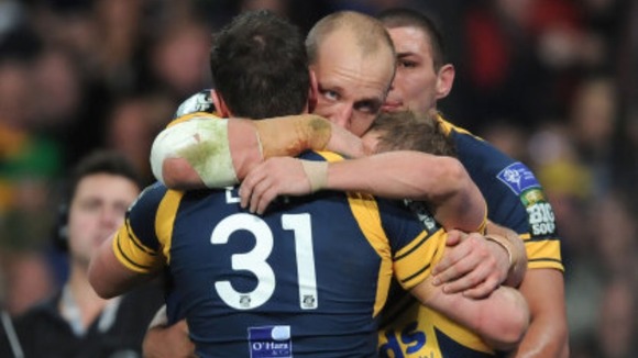 Carl Ablett celebrates his try