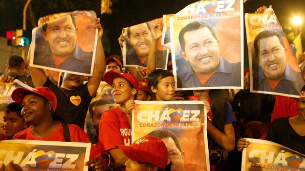 Hugo Chavez supporters celebrate his victory