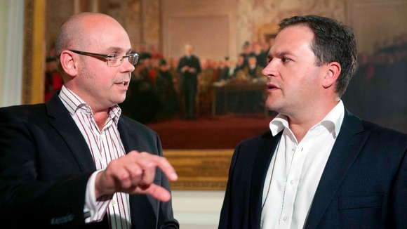 Adrian Masters and Jonathan Hill in Cardiff's City Hall
