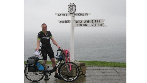 James Davies arrives at Land's End.