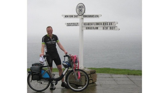 James Davies arrives at Land's End.