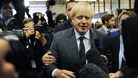 London Mayor Boris Johnson arrives at Birmingham New Street Station before attending the Conservative Party conference.