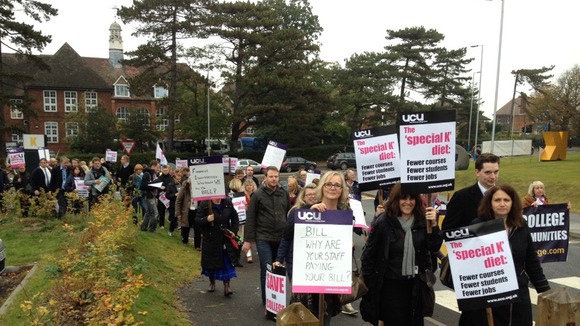 Protesters march into K College in Tonbridge