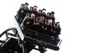 Thrill-seekers on "The Saw" roller-coaster at Thorpe Park.