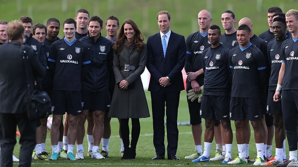 Kate and William with the England football team
