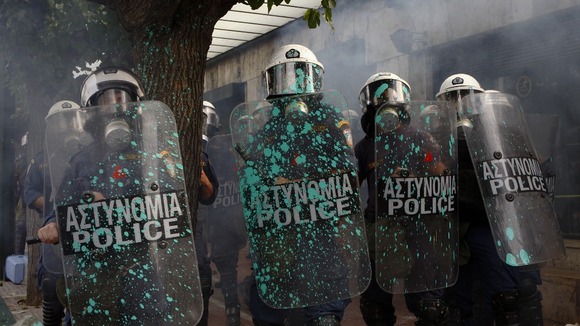 Greece protests over Angela Merkel visit