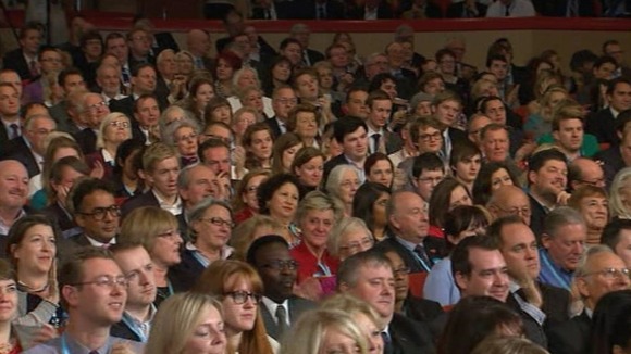 Delegates listen to David Cameron in Birmingham