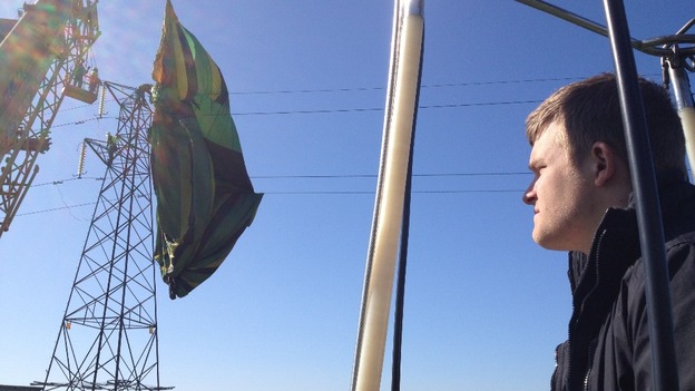 Pilot, Adam Griffiths surveying scene of air balloon crash