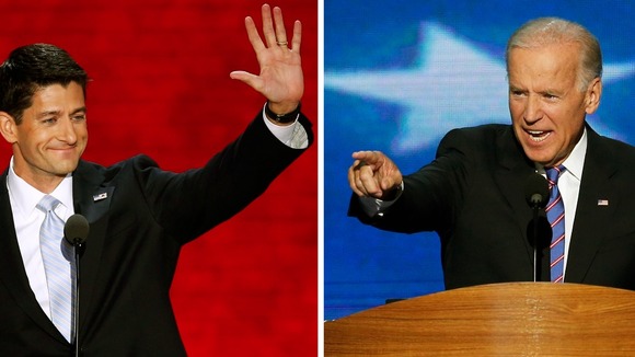Republican vice-presidential nominee Paul Ryan and Vice President Joe Biden