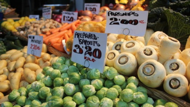 Library picture of vegetables on sale at Borough Market.