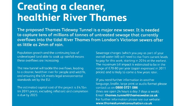 Leaflet delivered to Thames Water customers