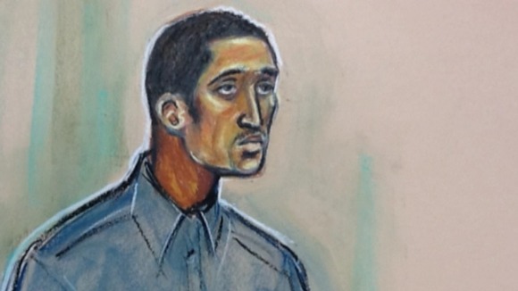 A court drawing of Kevin Hutchinson-Foster.