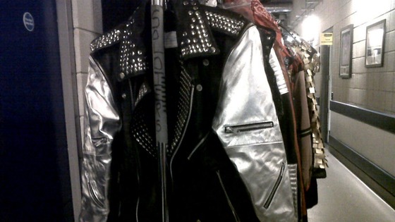 A rack of costumes back-stage.