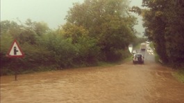 Road flooding in Newport, Pembrokeshire