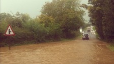 Road flooding in Newport, Pembrokeshire