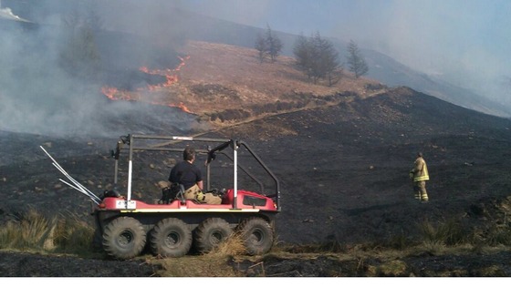 South Wales Fire and Rescue Service fighting grass fires